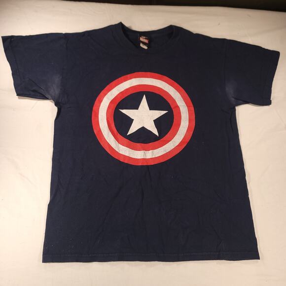 Marvel Captain America Graphic Short Sleeve Casual T Shirt Mens Size M Blue - Picture 2 of 9